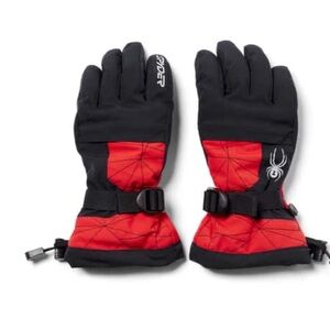 Spyder Overweb Kids Ski Gloves in Red and Black